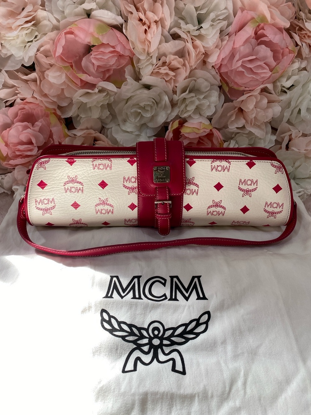 MCM Visetos Barrel Shoulder Bag